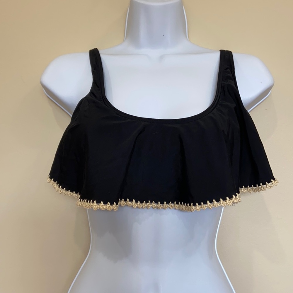 The Bikini Lab Ruffle Bikini Top Black Medium